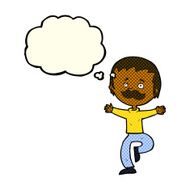 cartoon dancing man with mustache thought bubble N5