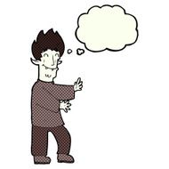 cartoon excited vampire with thought bubble N6