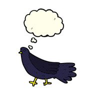 cartoon bird with thought bubble N151