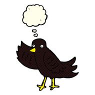 cartoon waving bird with thought bubble N12