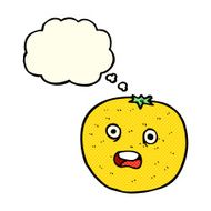 cartoon orange with thought bubble N3