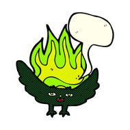 cartoon spooky vampire bat with thought bubble N3