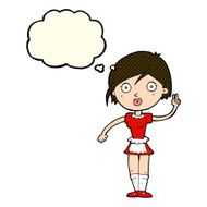 cartoon waitress making hand gesture with thought bubble N6