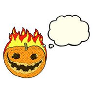 cartoon spooky pumpkin with thought bubble N12