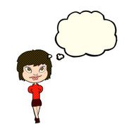 cartoon happy woman with thought bubble N137