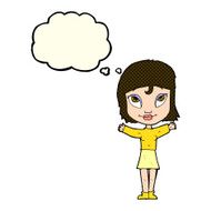 cartoon woman with open arms thought bubble N53