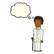 cartoon unhappy gentleman with thought bubble N6