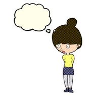 cartoon woman staring with thought bubble N17