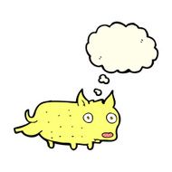 cartoon little dog cocking leg with thought bubble N5