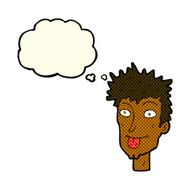 cartoon man sticking out tongue with thought bubble N17