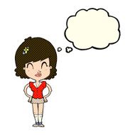 cartoon happy woman with thought bubble N138