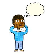 cartoon secret robot with thought bubble N6