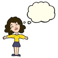 cartoon woman with open arms thought bubble N54