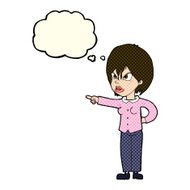 cartoon woman accusing with thought bubble N6