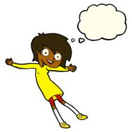 cartoon crazy excited girl with thought bubble N6