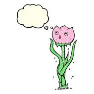 cartoon flower with thought bubble N20