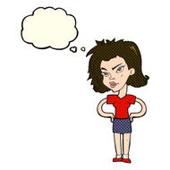 cartoon woman with hands on hips thought bubble N121