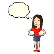 cartoon woman with hands on hips thought bubble N122