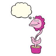 cartoon monster plant with thought bubble N5