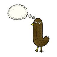 funny cartoon bird with thought bubble N69