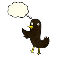 funny cartoon bird with thought bubble N70