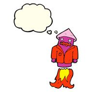 cartoon firework in business suit with thought bubble N5