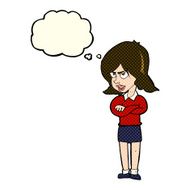 cartoon angry woman with thought bubble N12