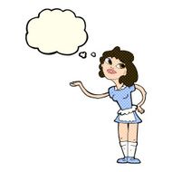 cartoon waitress serving with thought bubble N6