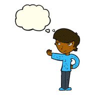 cartoon woman waving with thought bubble N186