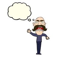 cartoon angry old man with thought bubble N74