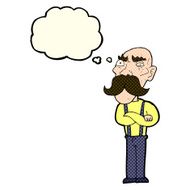cartoon angry old man with thought bubble N75