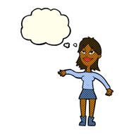 cartoon woman making hand gesture with thought bubble N5