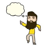 cartoon bearded man pointing the way with thought bubble N5