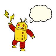 cartoon robot with thought bubble N83