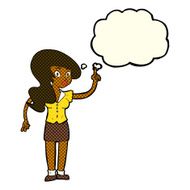cartoon pretty woman with idea thought bubble N38