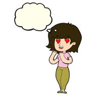 cartoon woman in love with thought bubble N6