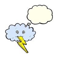 cartoon lightning bolt and cloud with thought bubble N3