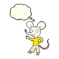 cartoon waving mouse with thought bubble N3