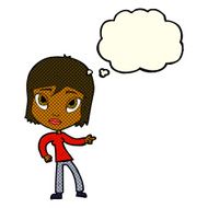 cartoon pointing woman with thought bubble N17