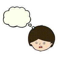 cartoon unhappy boy with thought bubble N32