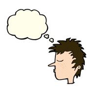 cartoon male face with thought bubble N12