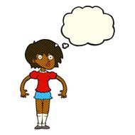cartoon surprised woman with thought bubble N131