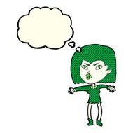 cartoon vampire girl with thought bubble N125