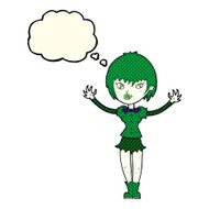 cartoon vampire girl with thought bubble N126