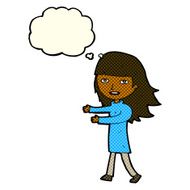 cartoon happy girl with thought bubble N52