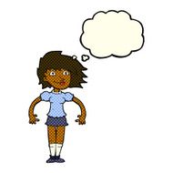 cartoon happy woman with thought bubble N139