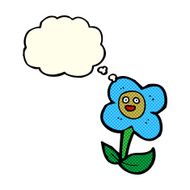 cartoon flower with face thought bubble N14