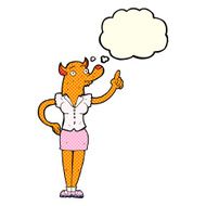 cartoon fox woman with idea thought bubble N3