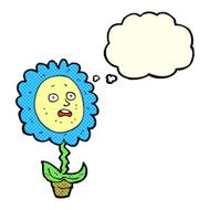 cartoon flower with face thought bubble N15