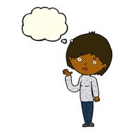 cartoon worried woman with thought bubble N42